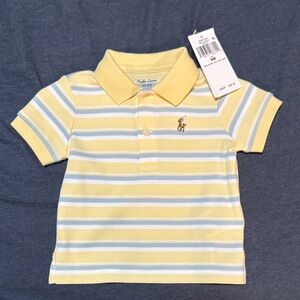 Ralph Lauren Yellow, White & Light Blue Striped Polo